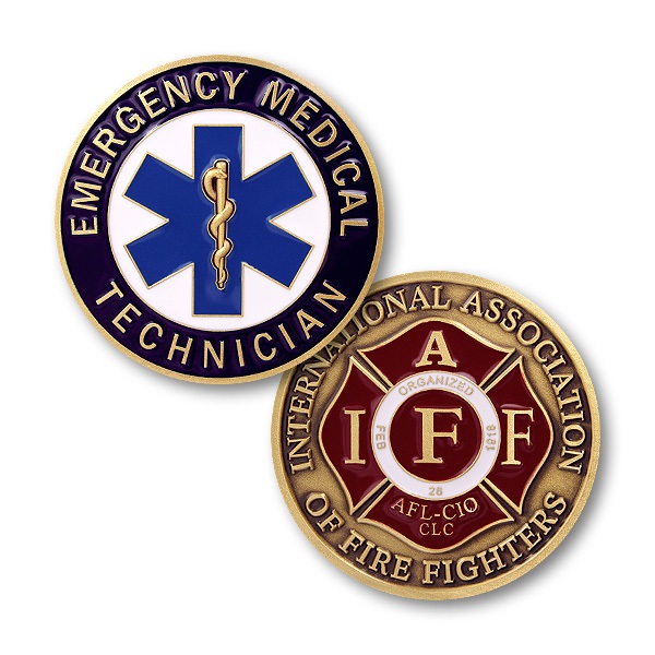 firefighter challenge coins, iaff challenge coins, ems challenge coins,